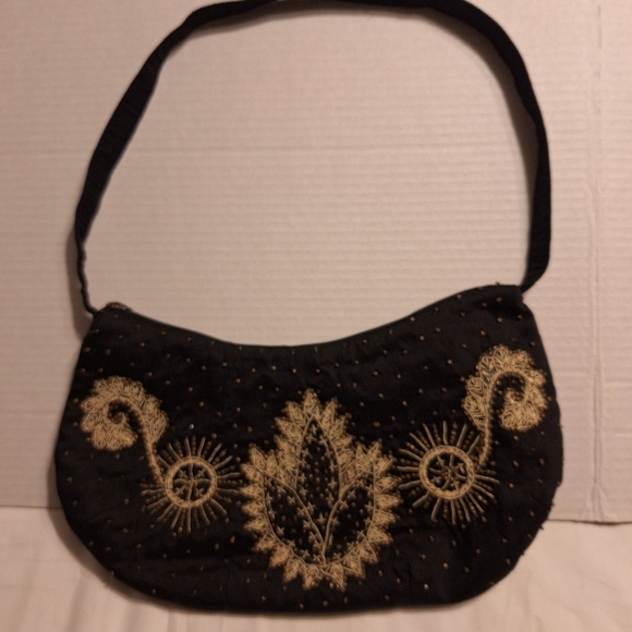 Coldwater Creek Black Beaded Y2K Hobo Style Shoulder Bag Purse Single Strap 13" - Picture 1 of 16